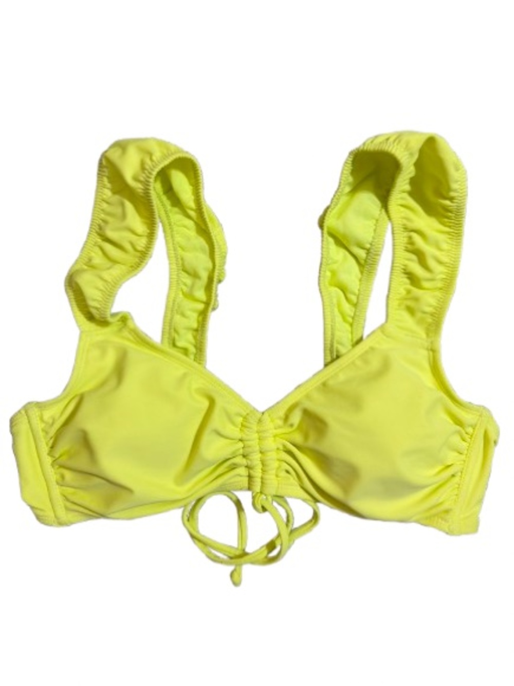 Neon Yellow Ruched Bikini Top-Size Small- NWT